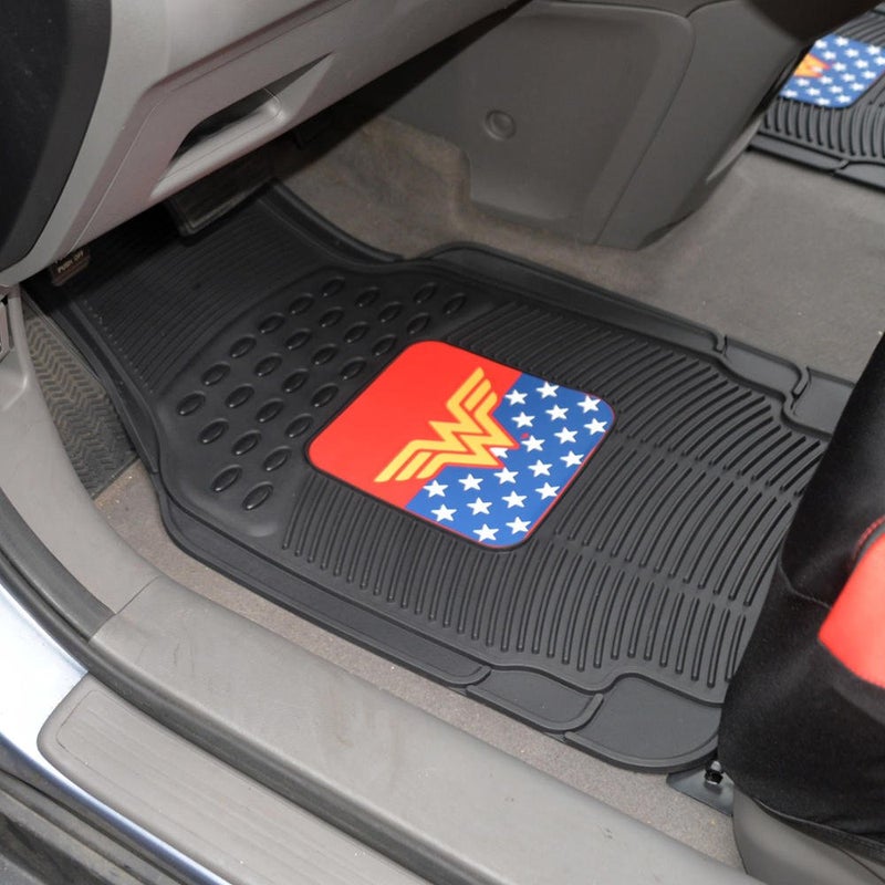 BDK Warner Bros DC Comics Classic Wonder Woman Car Accessories Floor Mats - Universal Fit, No-Slip Grip, All Weather Heavy Duty Rubber Liners, 2-Piece Front Car Mats, 27 x 18 - Image 5